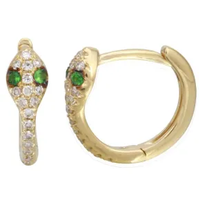 14KT Gold Diamond Mini Snake Huggie Earrings