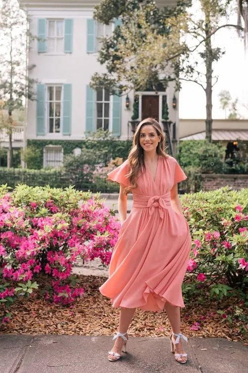 Adult Chiffon Short Bridesmaid Gown with Sleeves