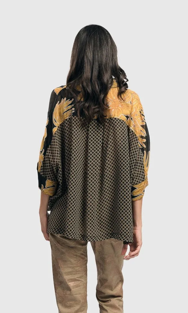 Alembika Lei Floral-Yoked Chiffon Blouse