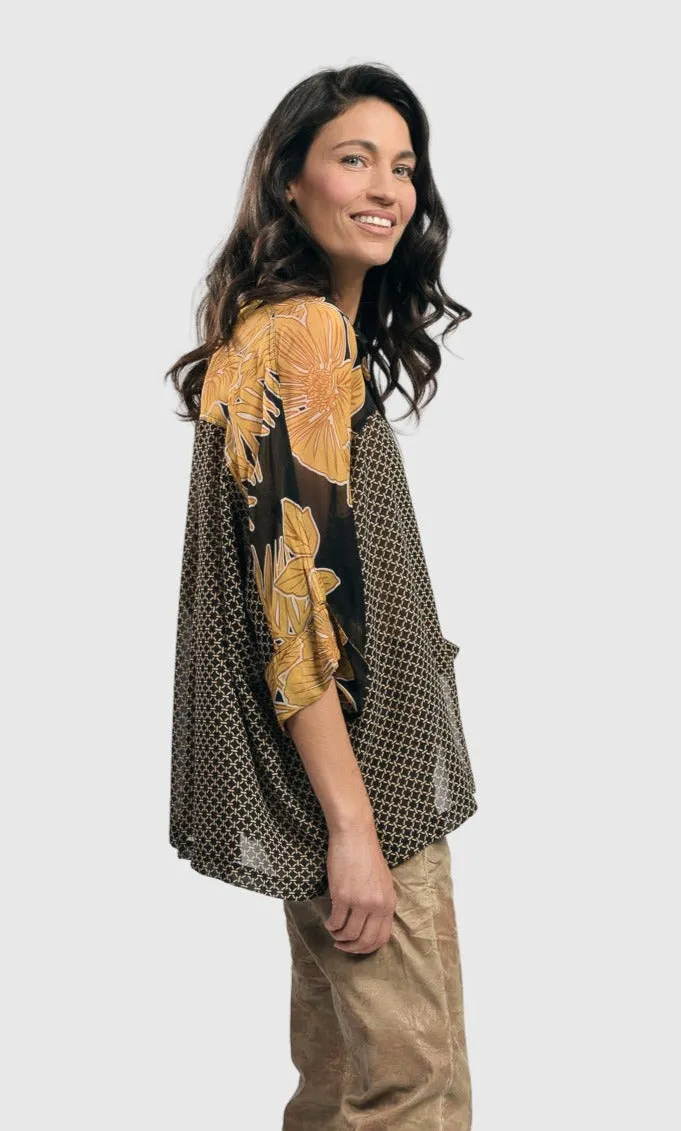 Alembika Lei Floral-Yoked Chiffon Blouse