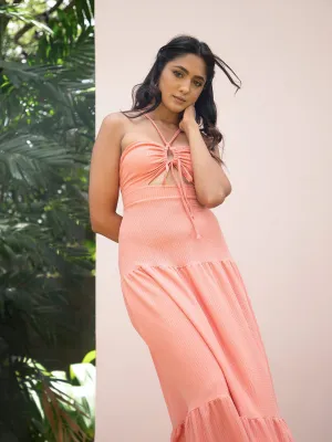 Back Tieup Tiered Maxi Dress