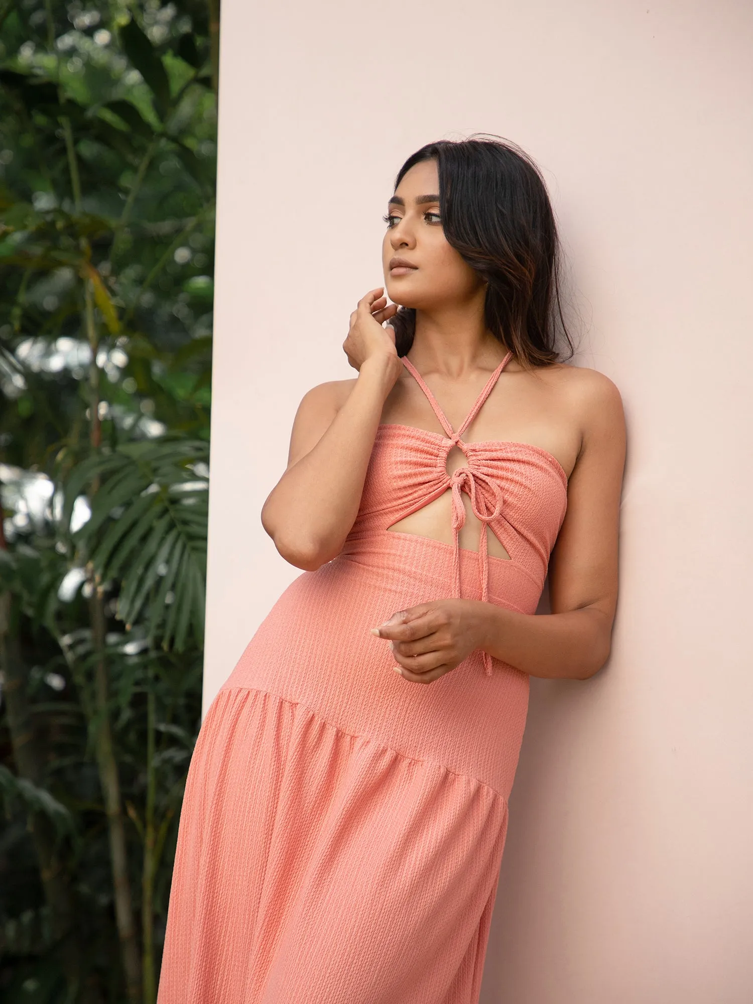 Back Tieup Tiered Maxi Dress