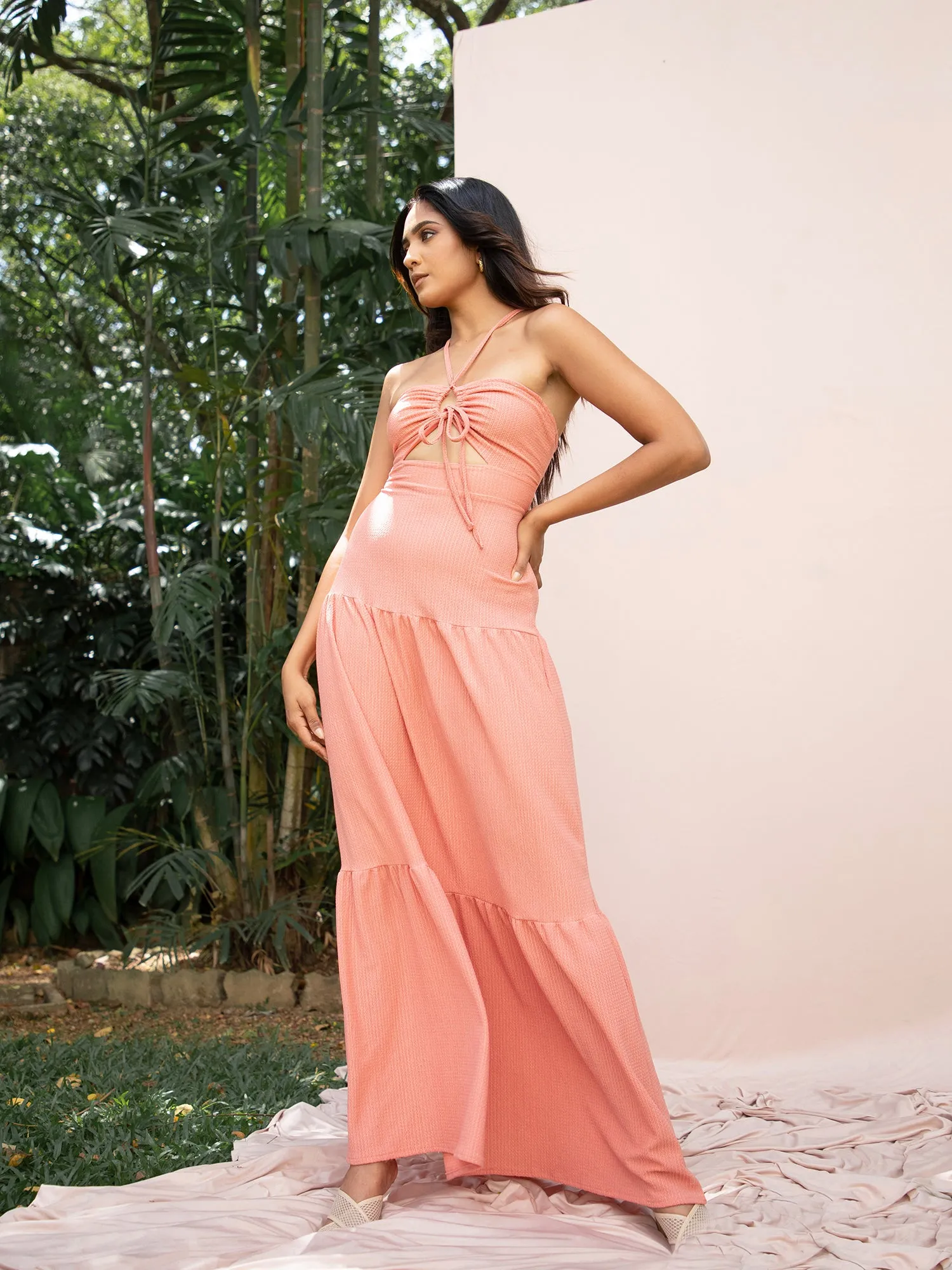 Back Tieup Tiered Maxi Dress