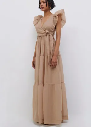 Banks Puff Sleeve Maxi Dress (Oat)