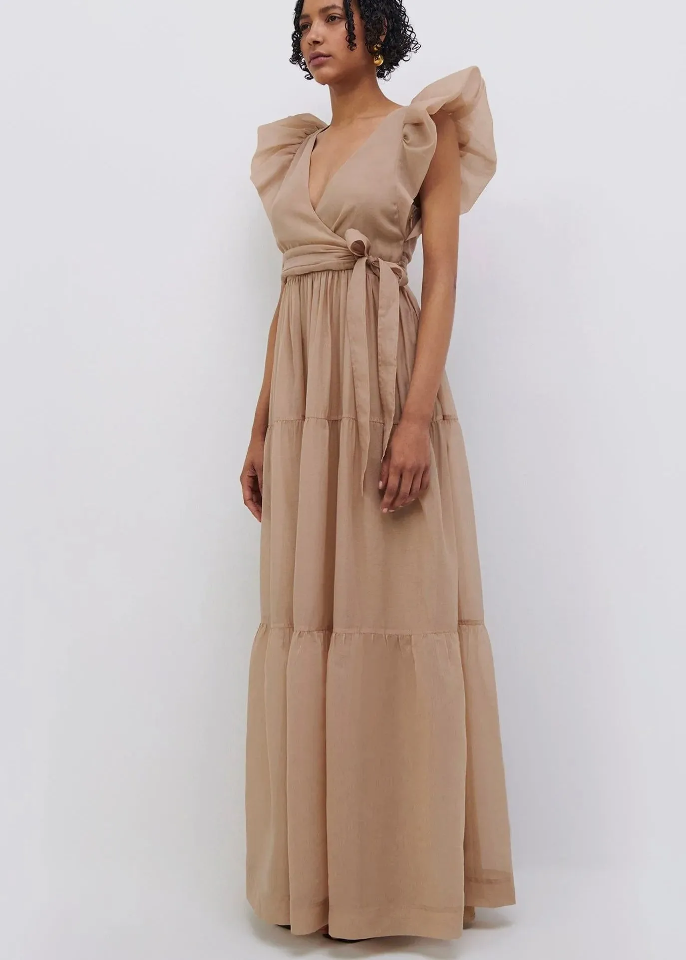 Banks Puff Sleeve Maxi Dress (Oat)