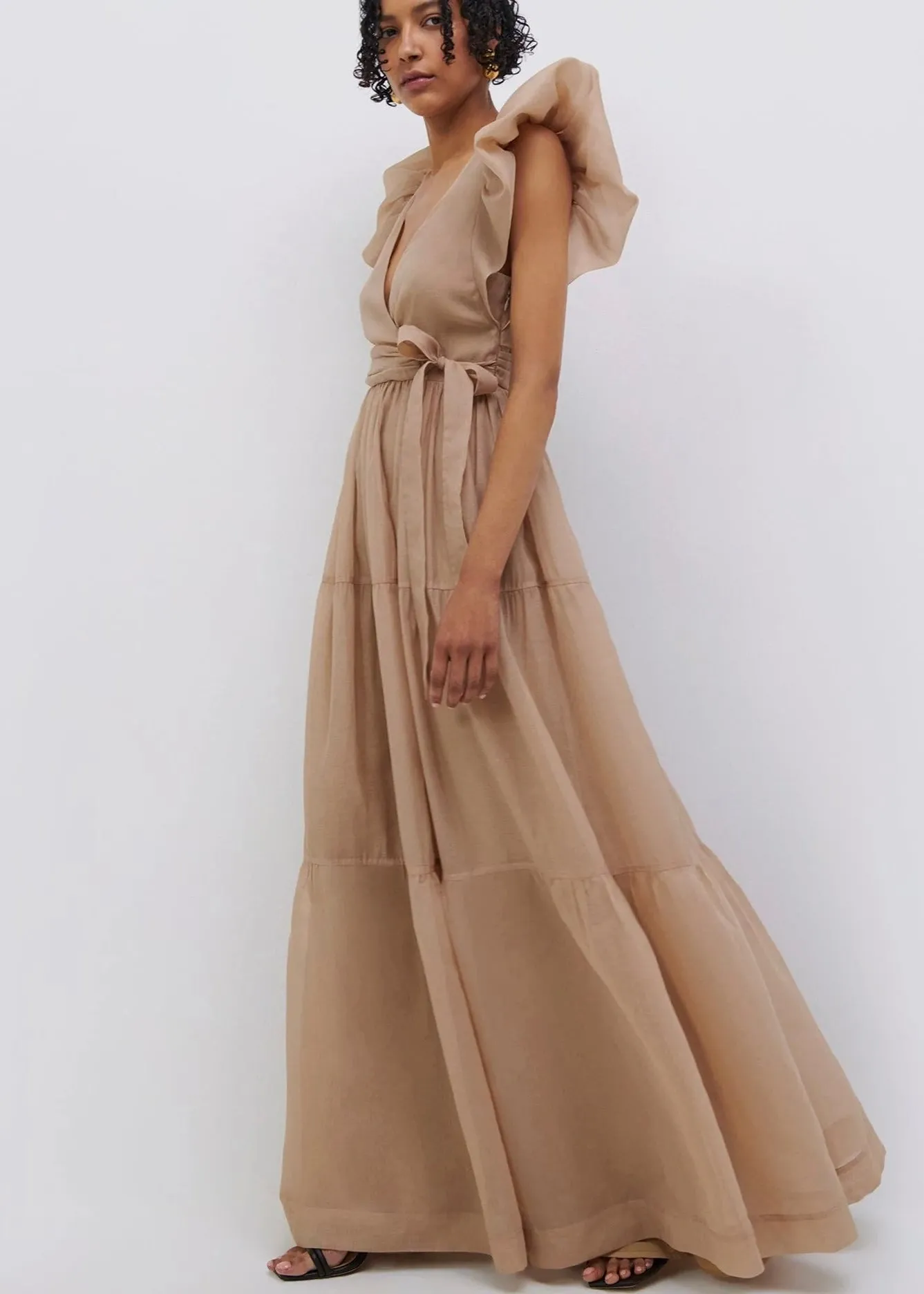 Banks Puff Sleeve Maxi Dress (Oat)