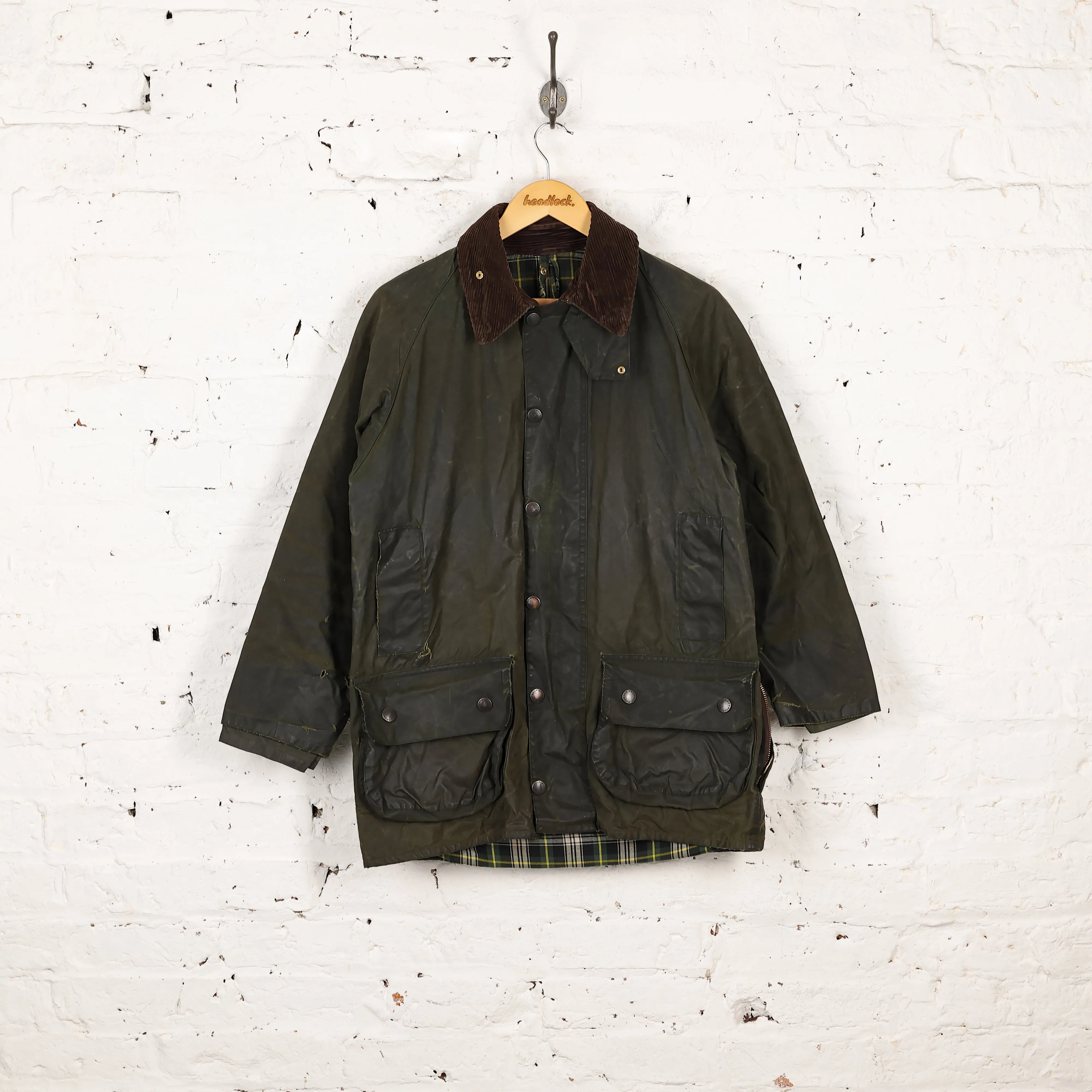 Barbour Beaufort Wax Jacket Coat - Green - S