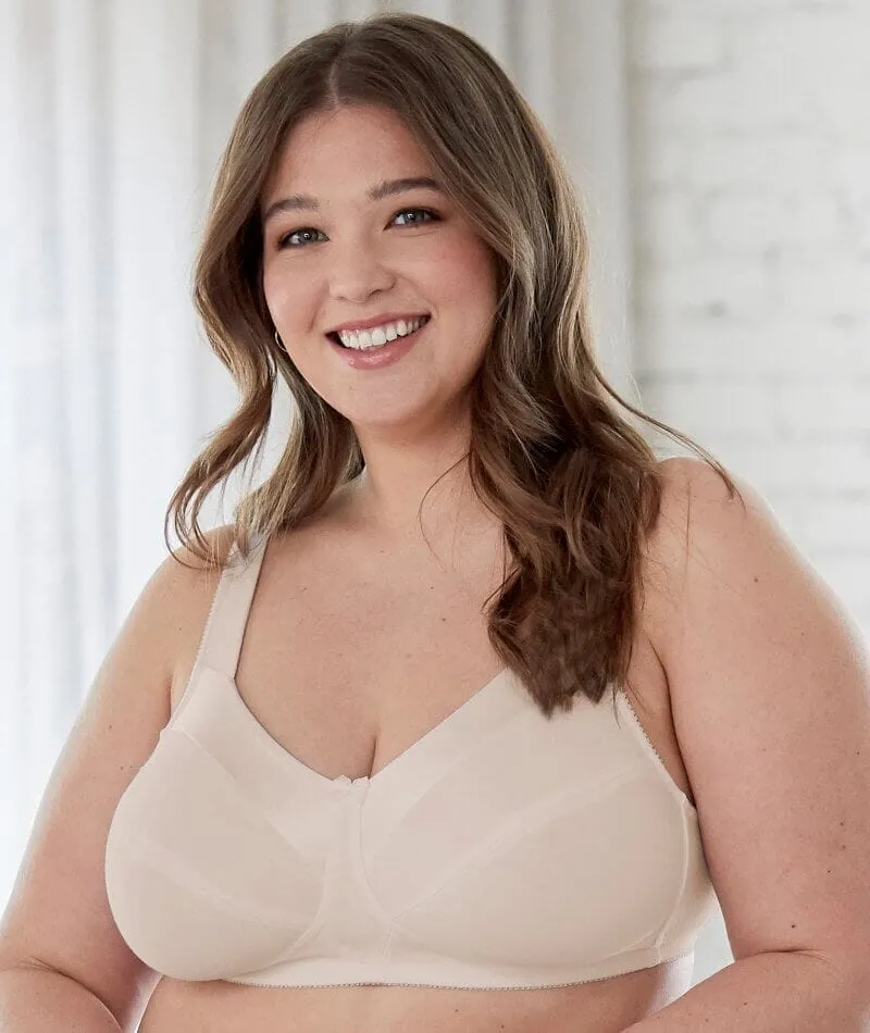 Bestform Satin Trim Wire-Free Cotton Bra With Unlined Cups 2 Pack - Nude/White