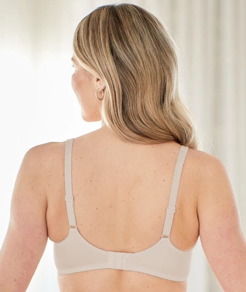 Bestform Satin Trim Wire-Free Cotton Bra With Unlined Cups 2 Pack - Nude/White