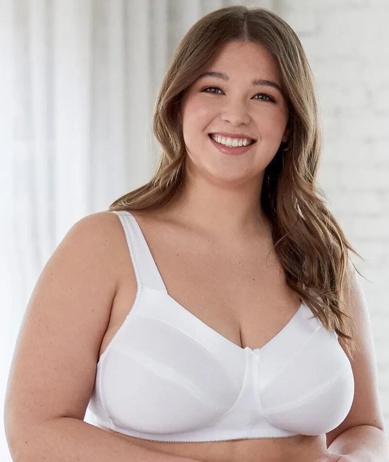 Bestform Satin Trim Wire-Free Cotton Bra With Unlined Cups 2 Pack - Nude/White