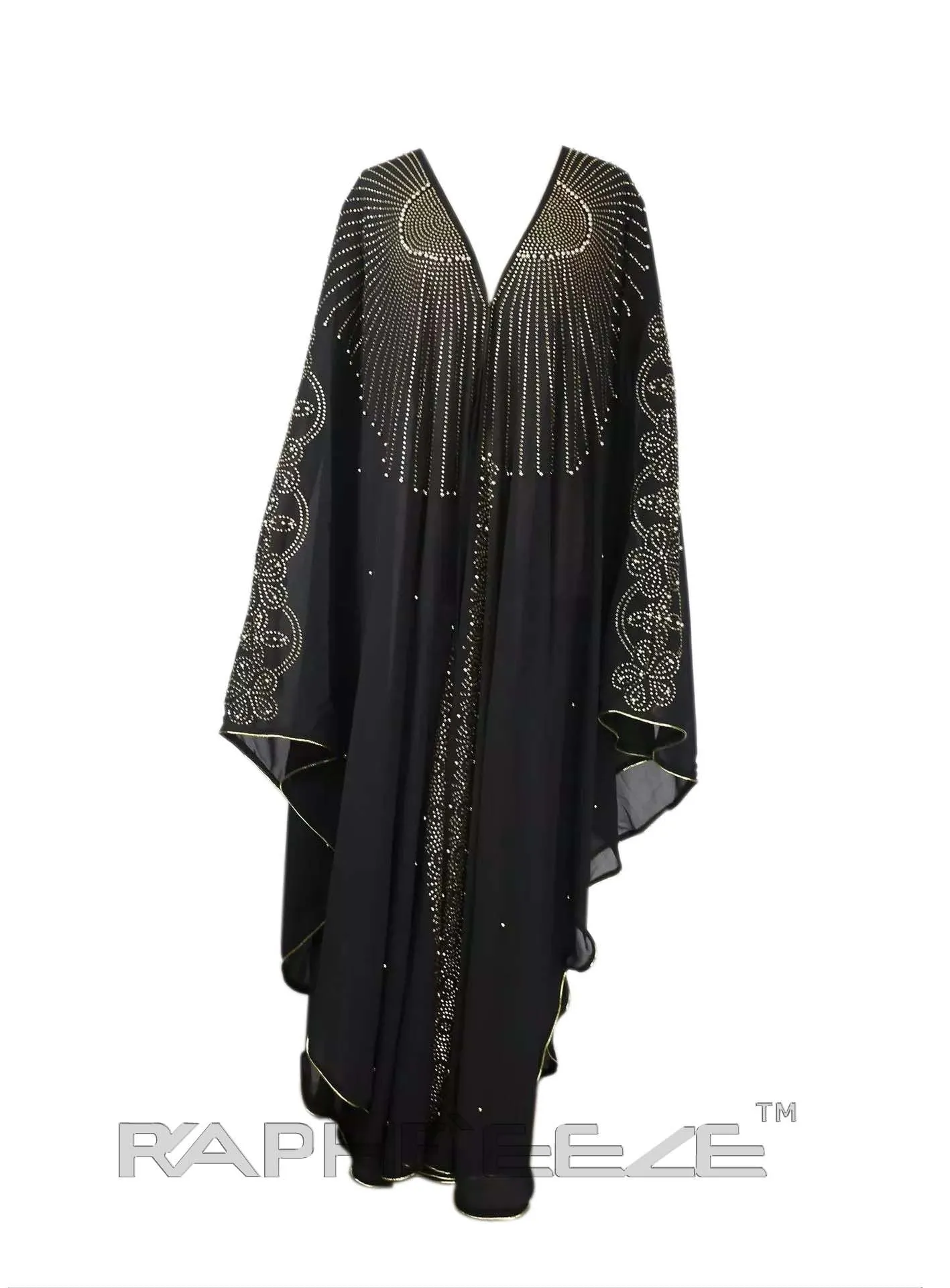 Black Silky Muslim Religious Caftan Floor Length Maxi