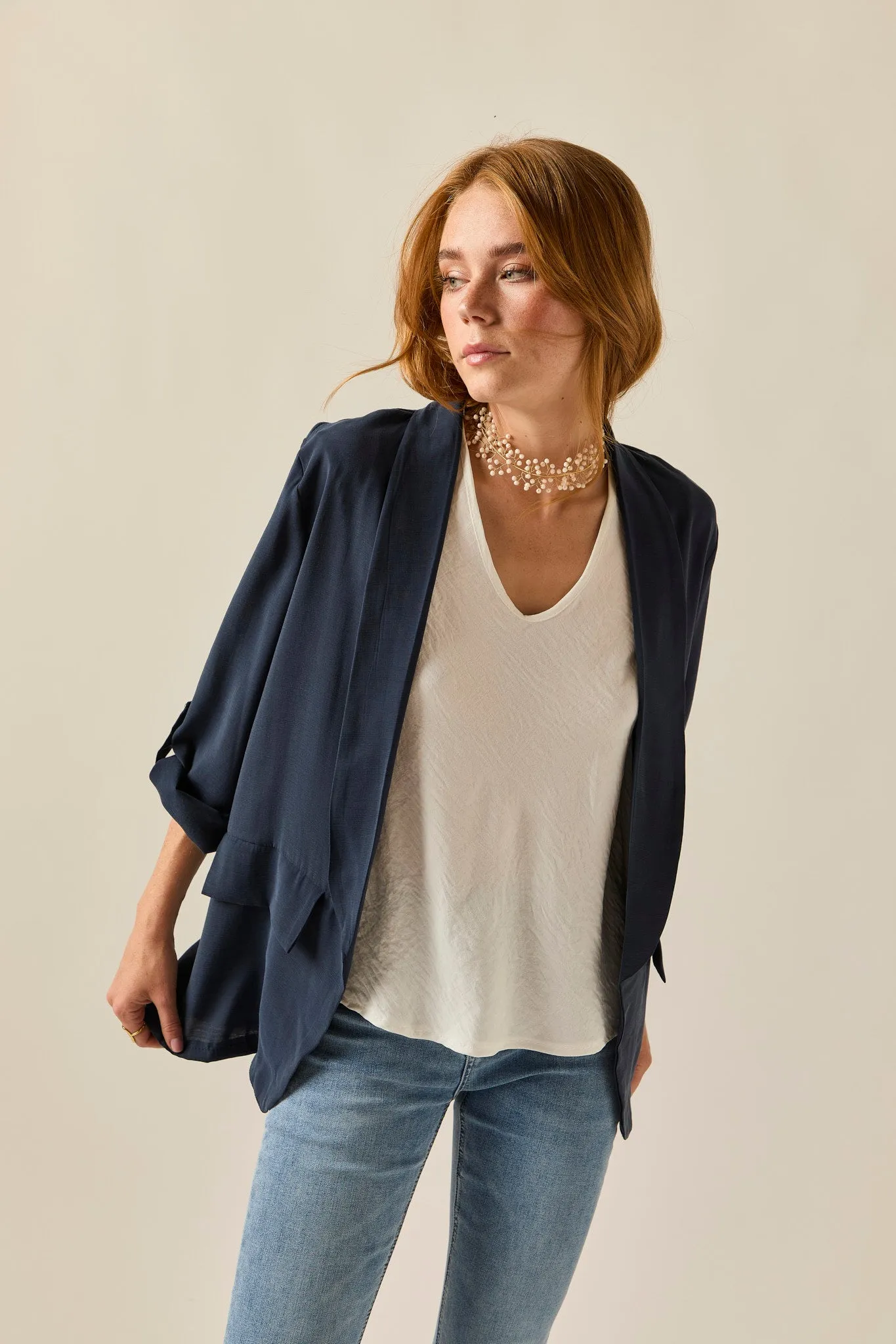 Blazer básica azul marino