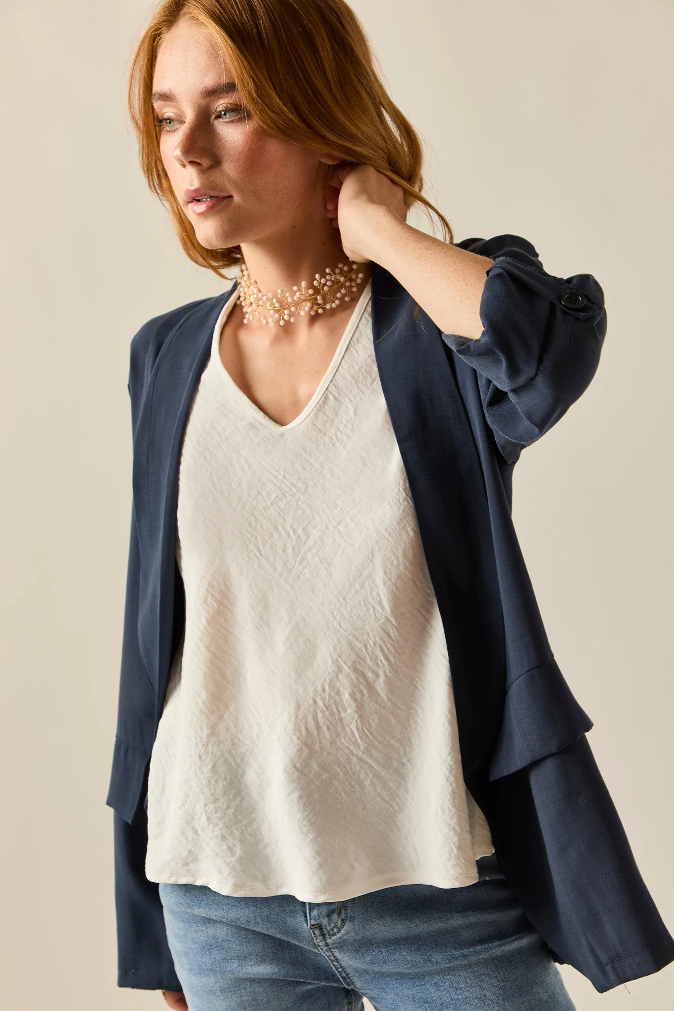 Blazer básica azul marino