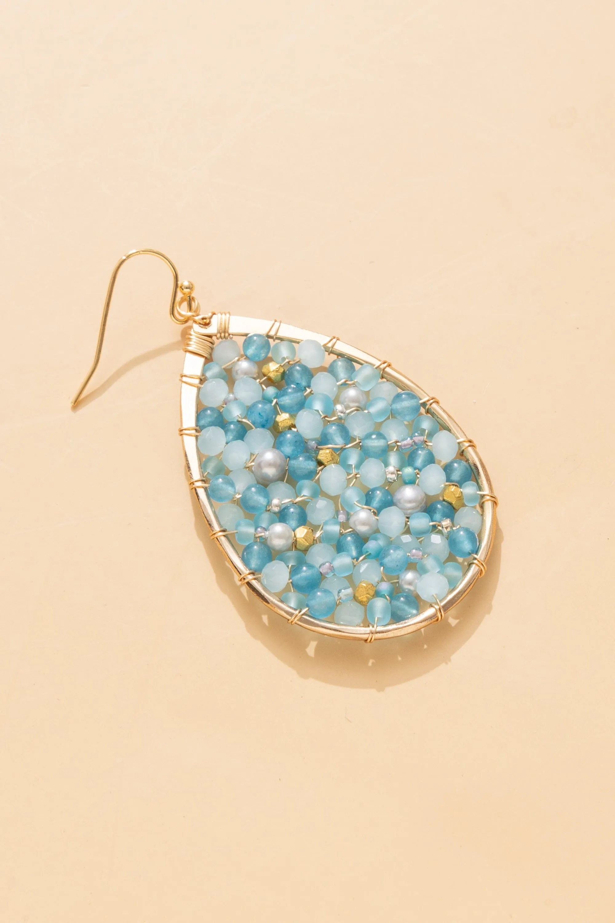 Blue and Silver Pearl Teardrop Earrings