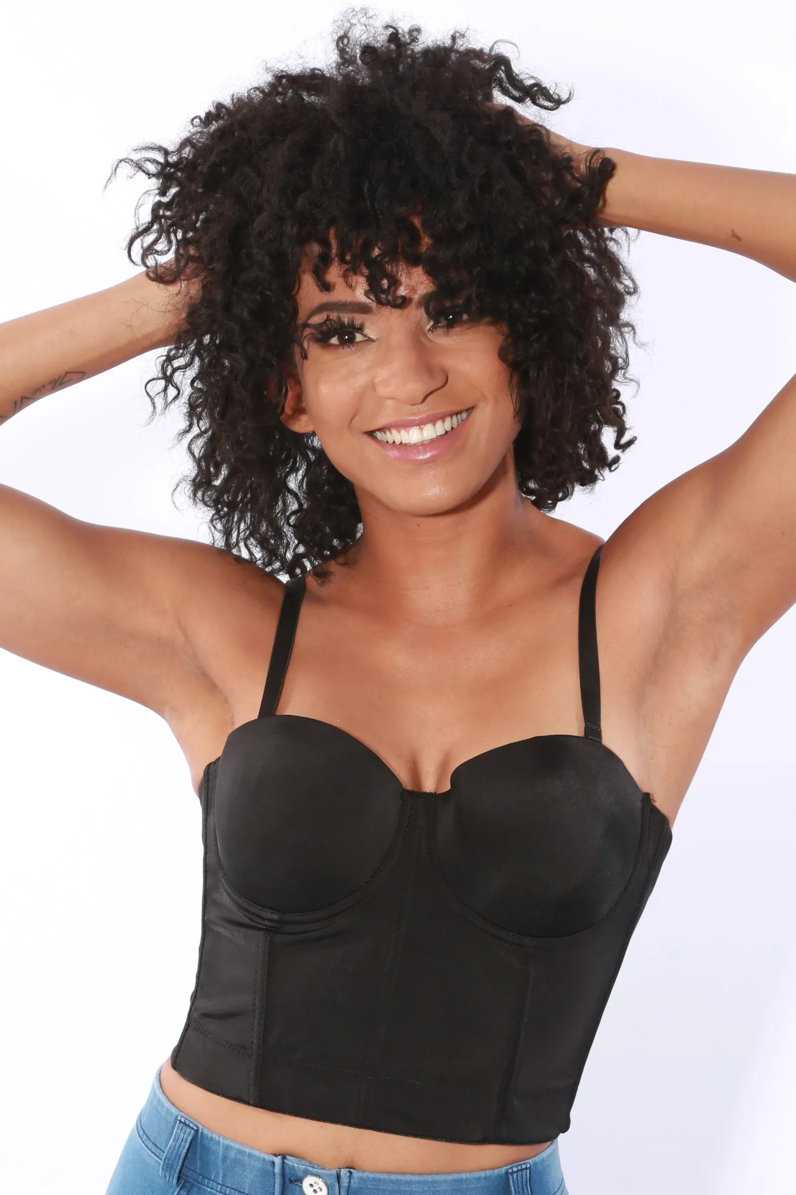 Bodice corset top - Black Satin