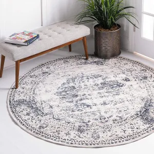 Brand new Unique Loom Chateau Collection Distressed Vintage Traditional Textured Dark Blue Round Rug (4' 0 x 4' 0)! Stain & Fade Resistant!!