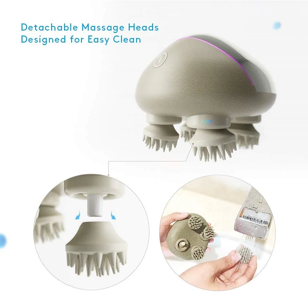 Breo Scalp Mini Waterproof Portable Electric Head Massager with Bamboo Base