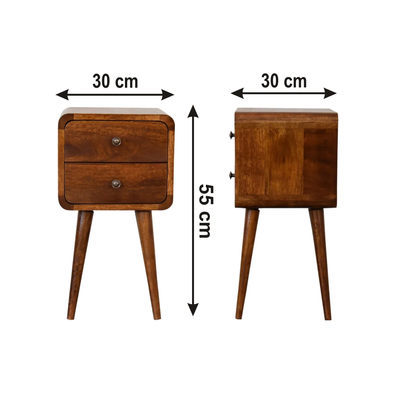 Century Chestnut Narrow Bedside Table