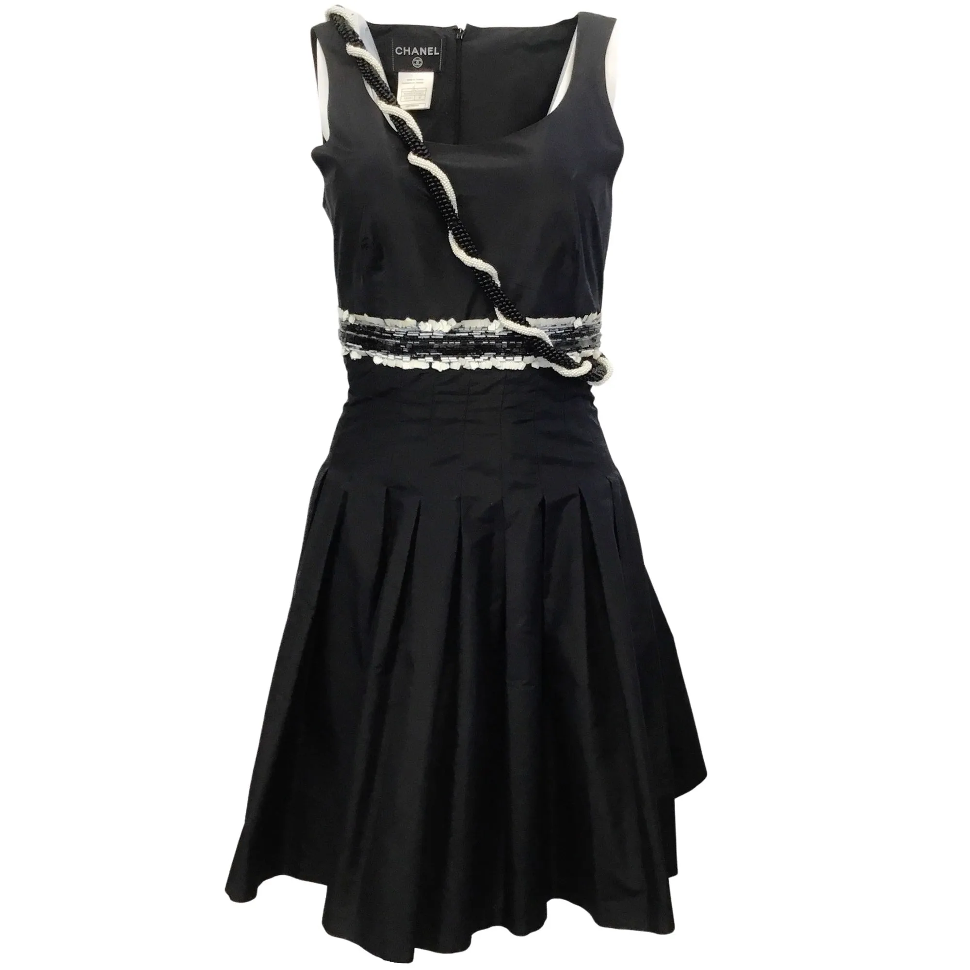 Chanel Black Beaded & Sequined Sleeveless Cocktail Dress