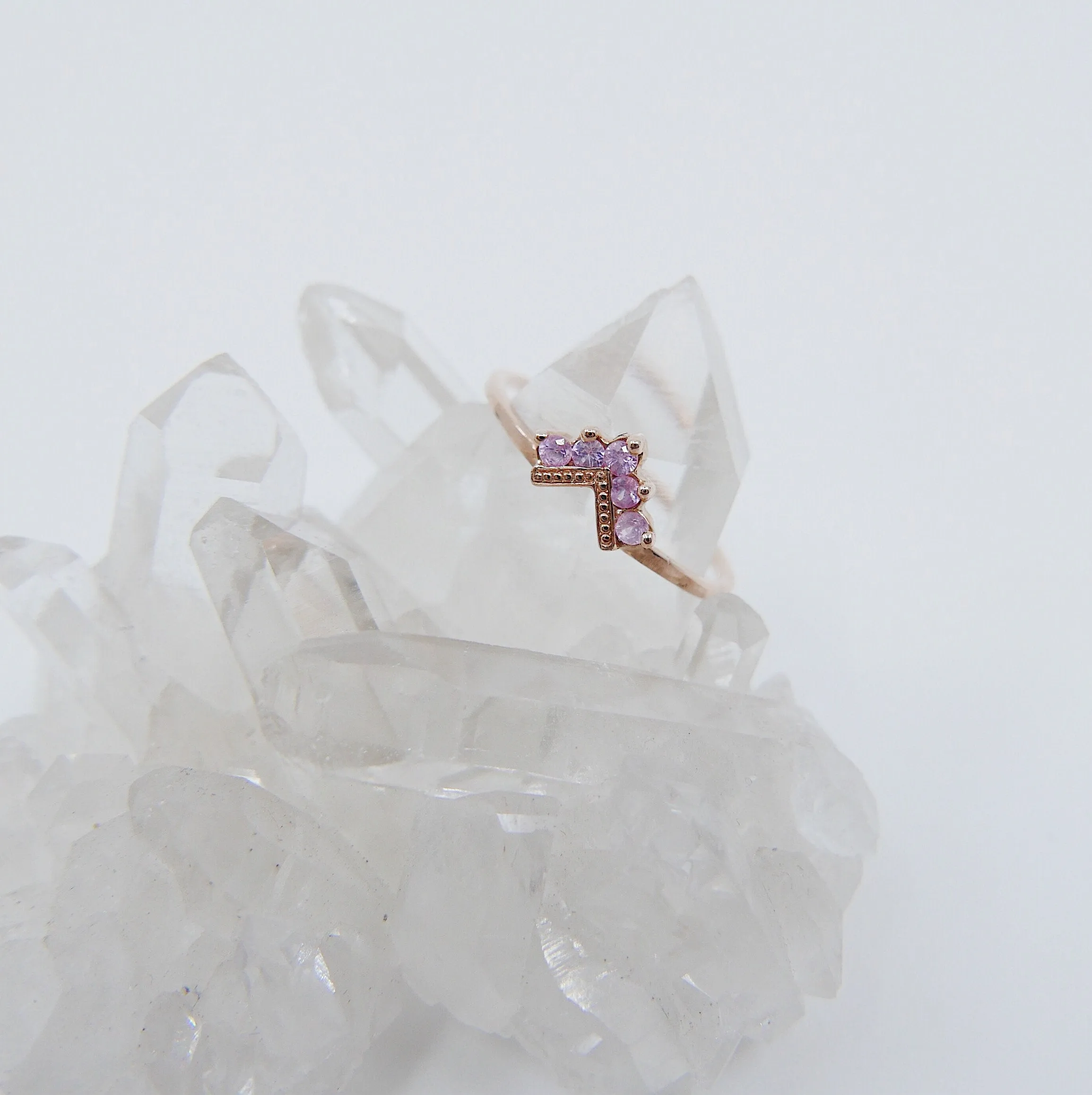 Chevron Pink Sapphire Ring