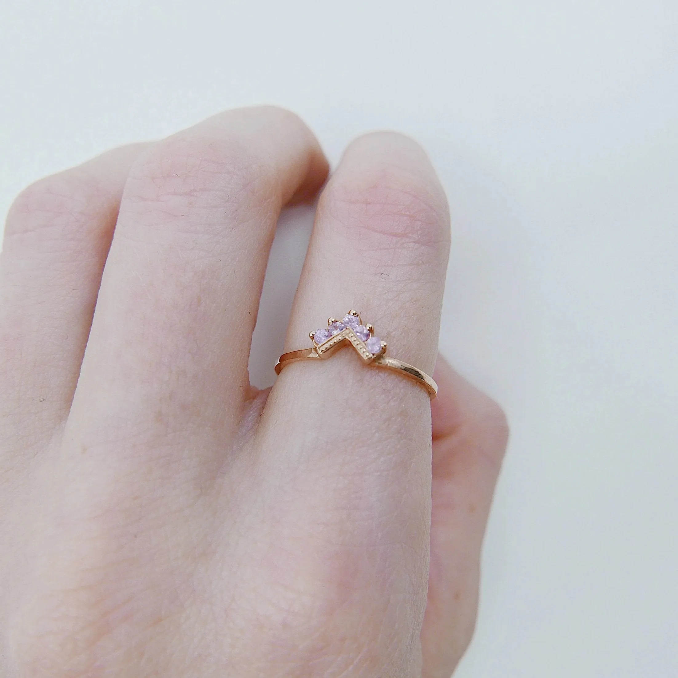 Chevron Pink Sapphire Ring