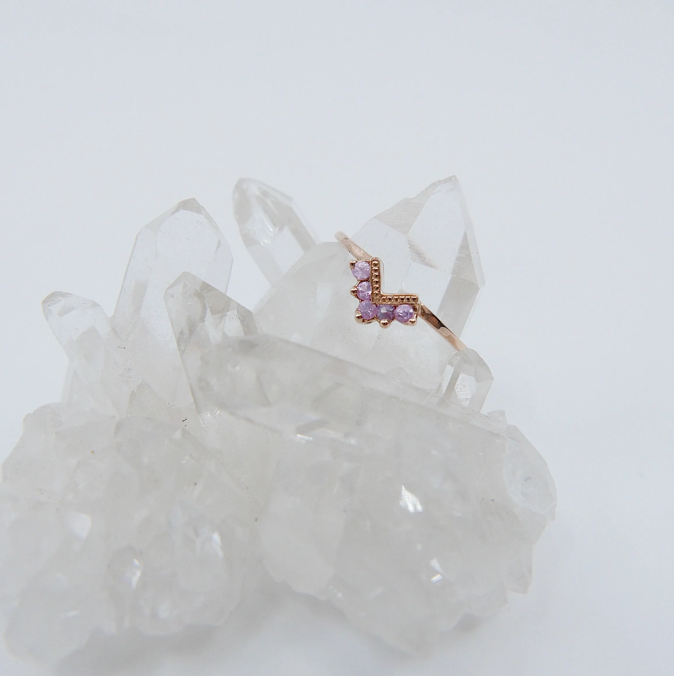 Chevron Pink Sapphire Ring