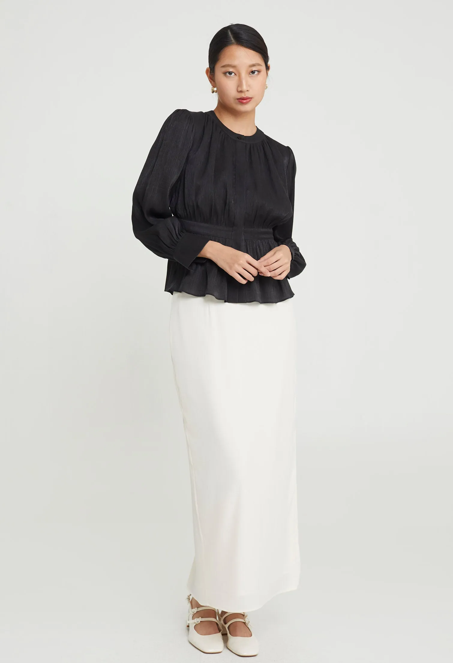 Chiffon Pleated Puff Top