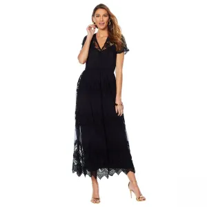 Colleen Lopez Women's Lace Mesh Maxi Dress With Under Slip