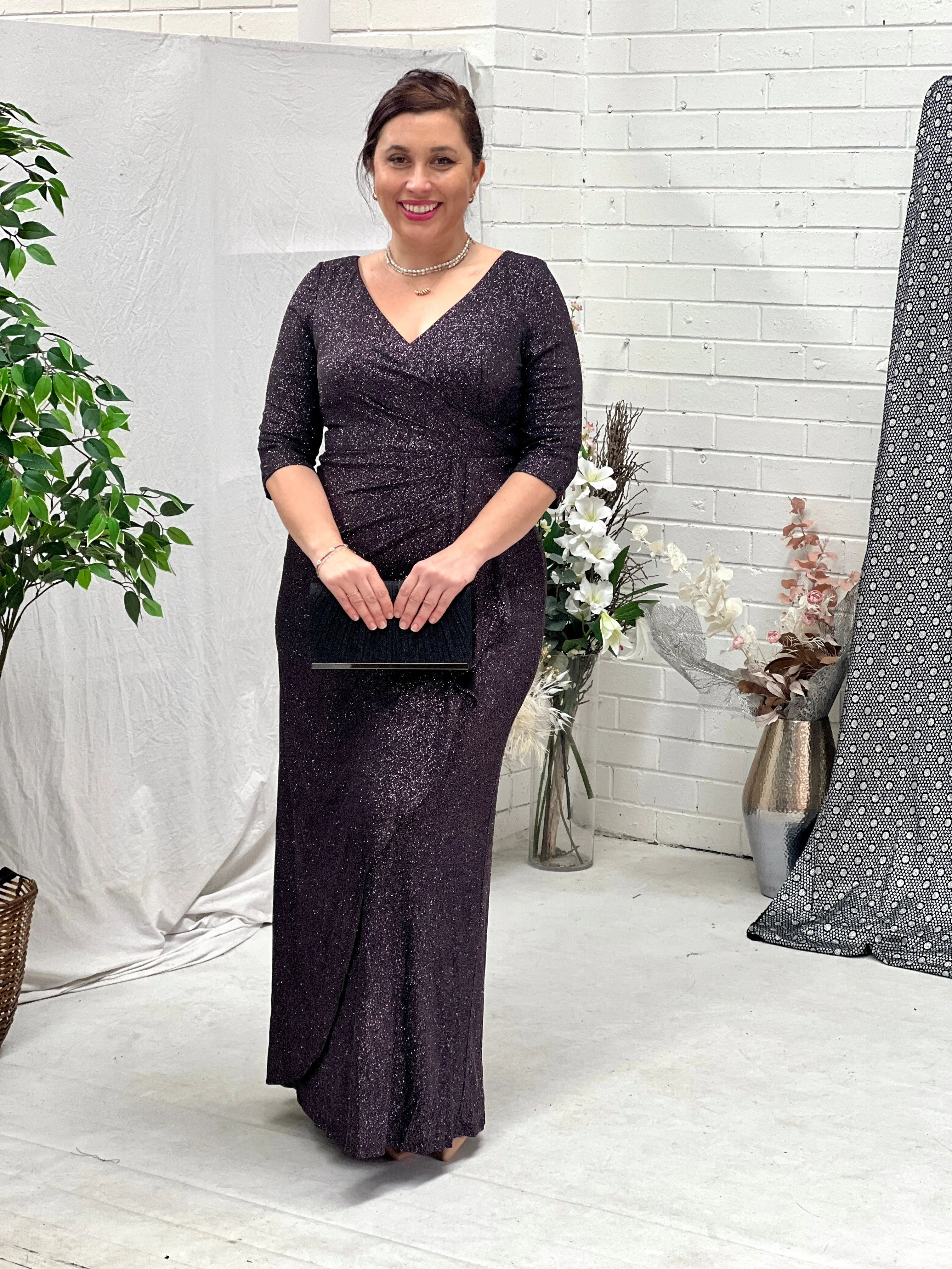 Constantine Black Glitter Gown