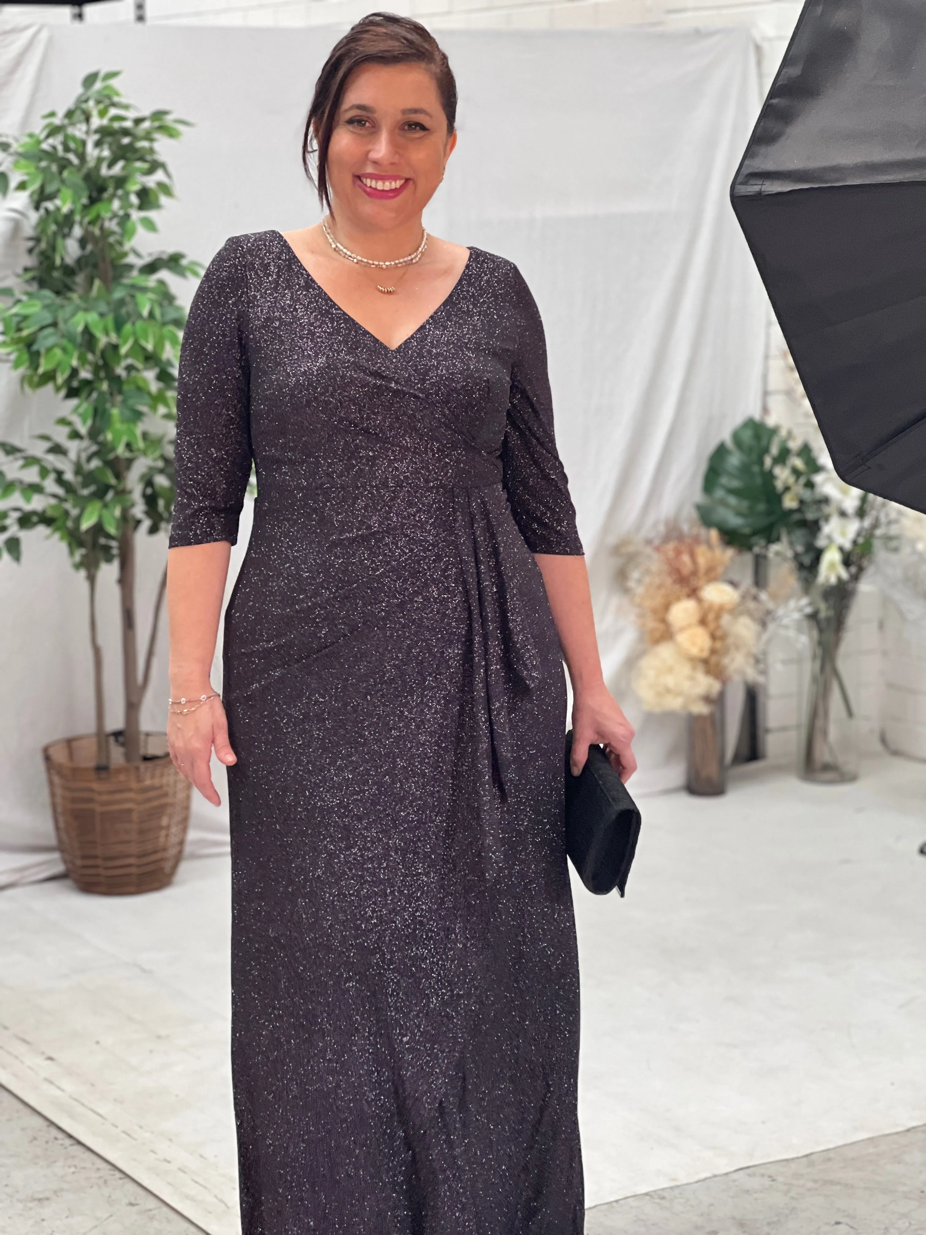 Constantine Black Glitter Gown