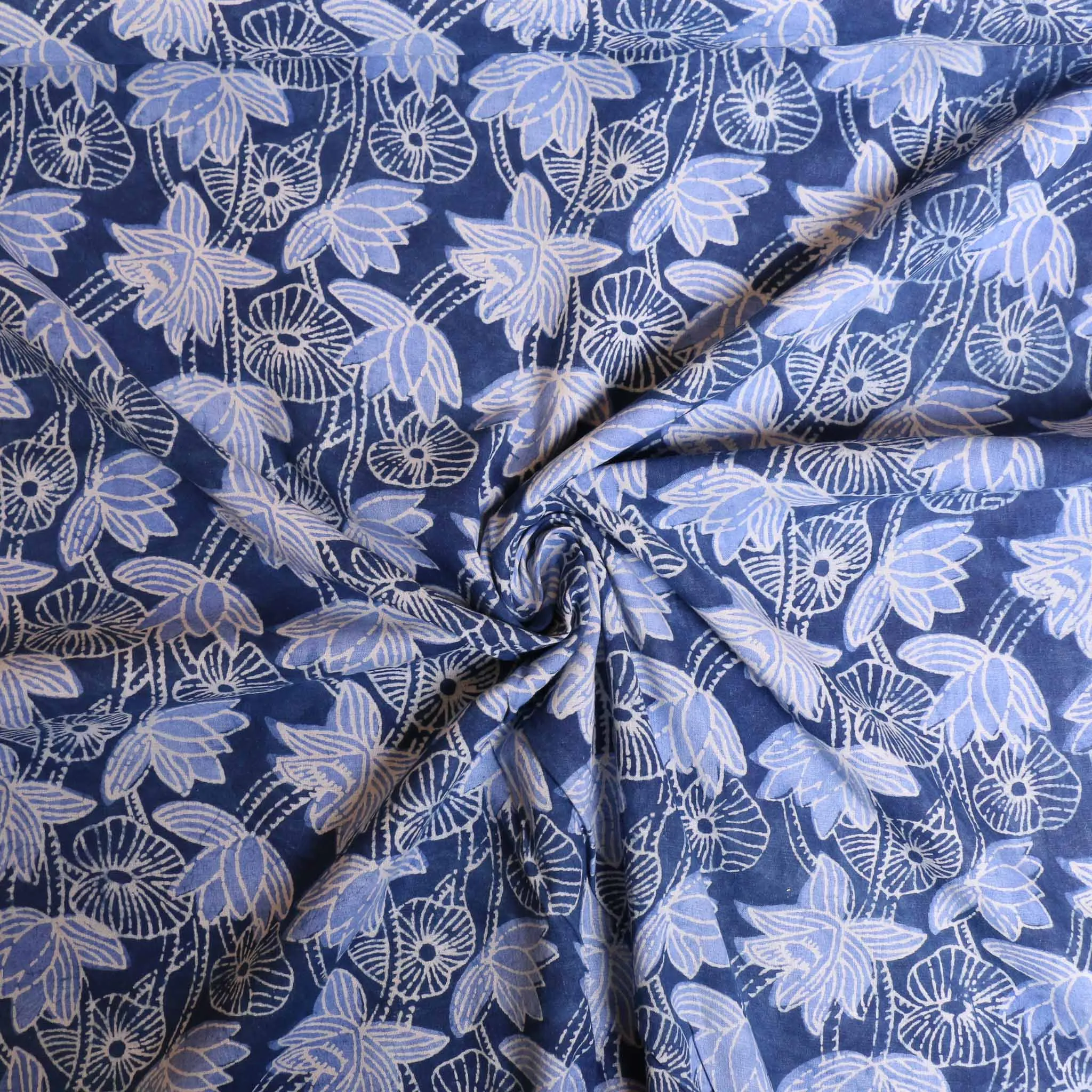 Cotton Voile - Indigo Hand block print