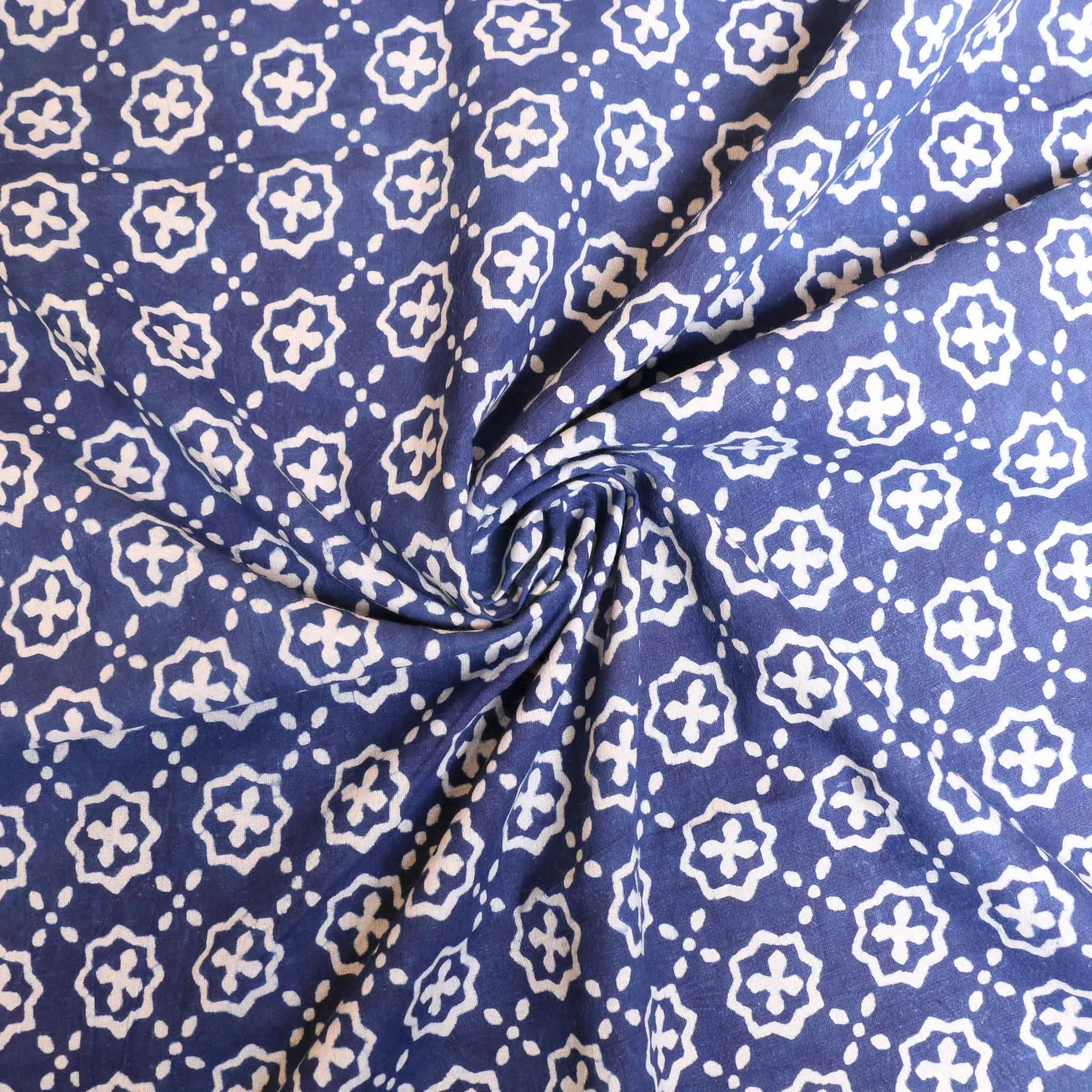 Cotton Voile - Indigo Hand block print
