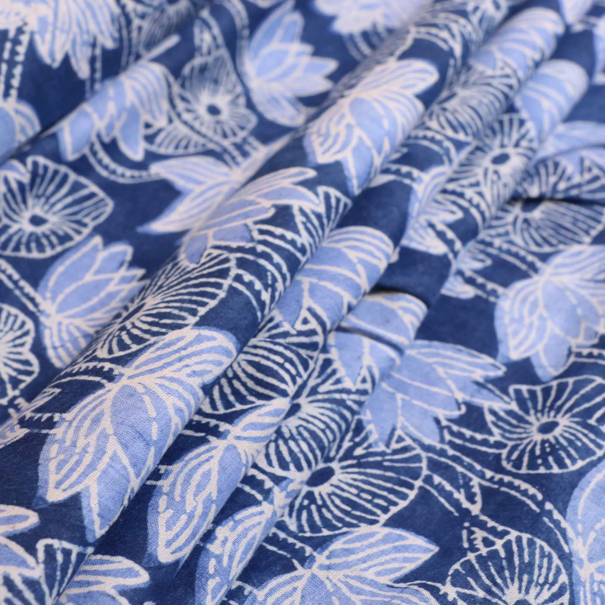 Cotton Voile - Indigo Hand block print