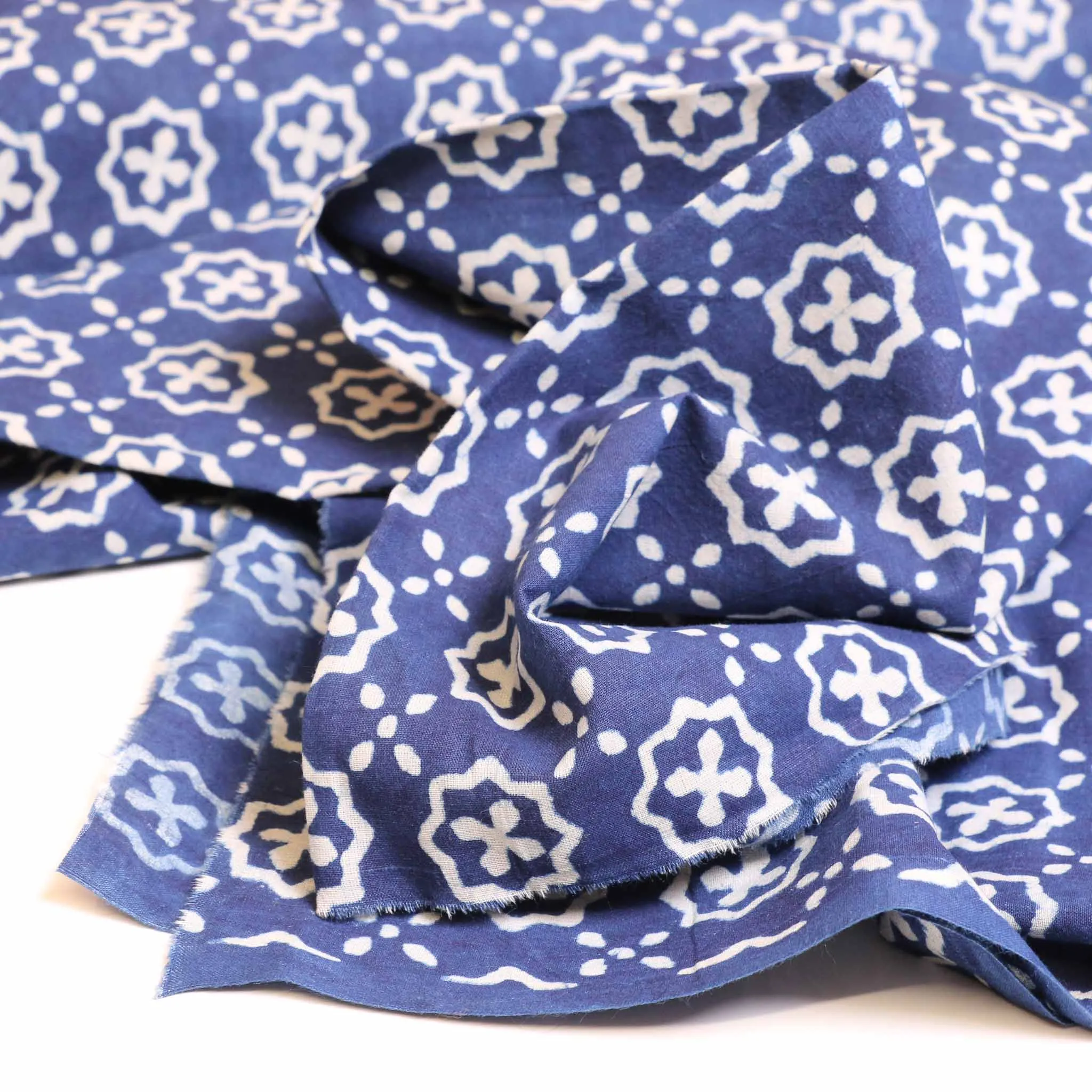 Cotton Voile - Indigo Hand block print