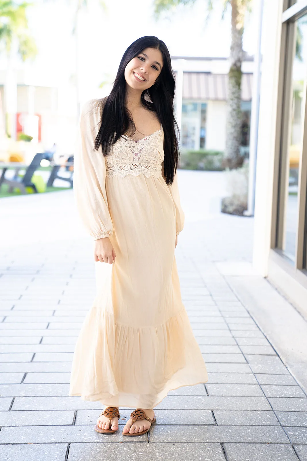 Crochet Detail Maxi Dress