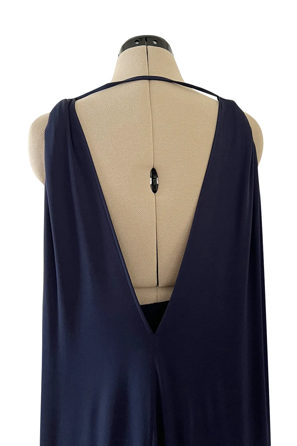 Cruise 2020 Christian Dior by Maria Grazia Chiuri Deep Blue Cape Back Jersey Dress