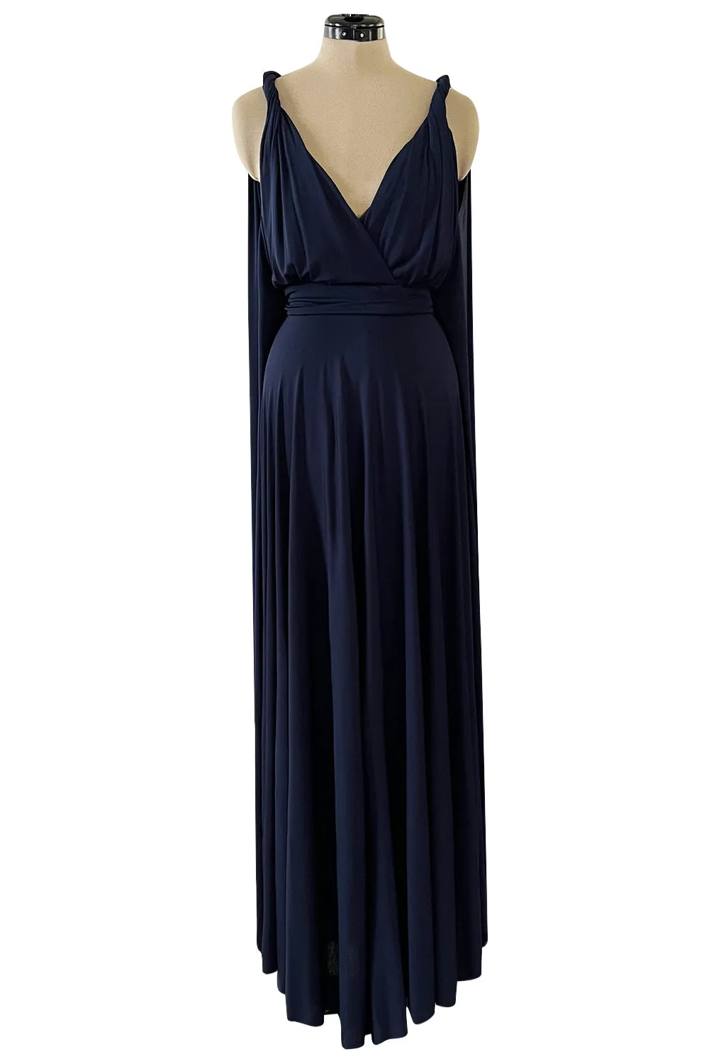 Cruise 2020 Christian Dior by Maria Grazia Chiuri Deep Blue Cape Back Jersey Dress