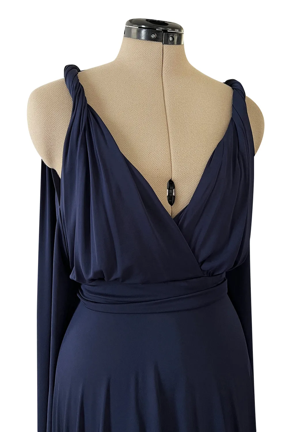 Cruise 2020 Christian Dior by Maria Grazia Chiuri Deep Blue Cape Back Jersey Dress