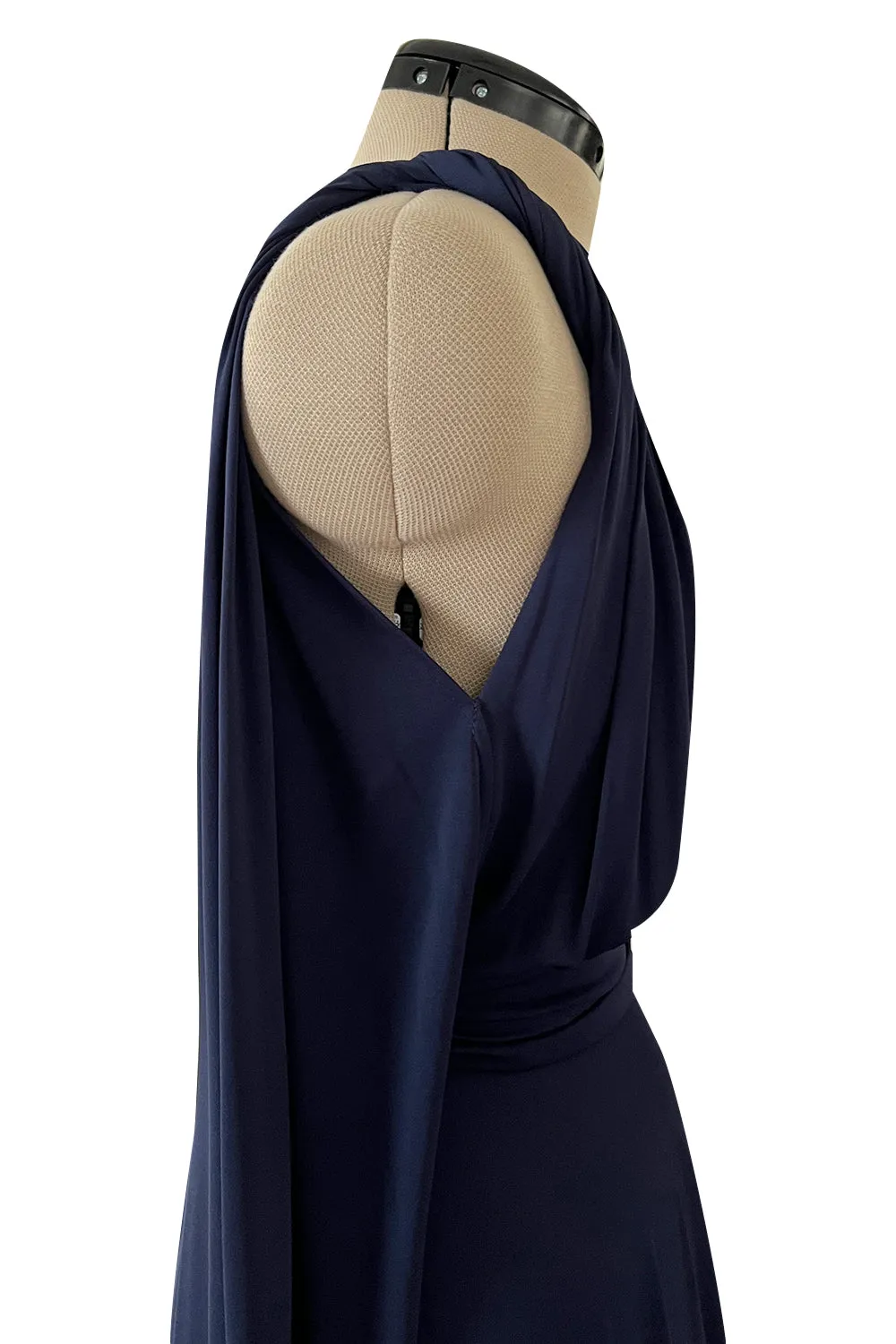 Cruise 2020 Christian Dior by Maria Grazia Chiuri Deep Blue Cape Back Jersey Dress