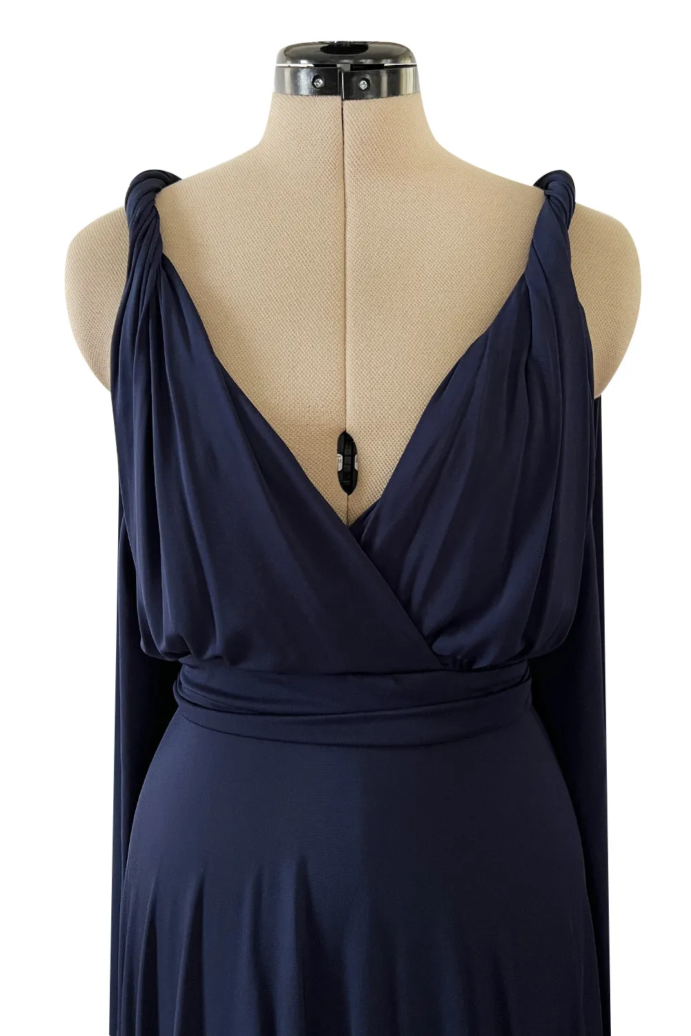 Cruise 2020 Christian Dior by Maria Grazia Chiuri Deep Blue Cape Back Jersey Dress