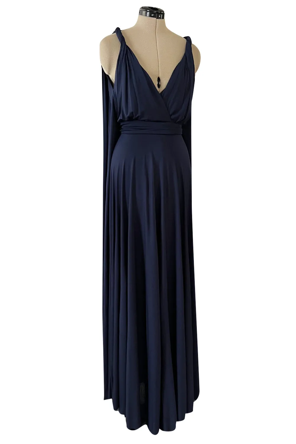Cruise 2020 Christian Dior by Maria Grazia Chiuri Deep Blue Cape Back Jersey Dress