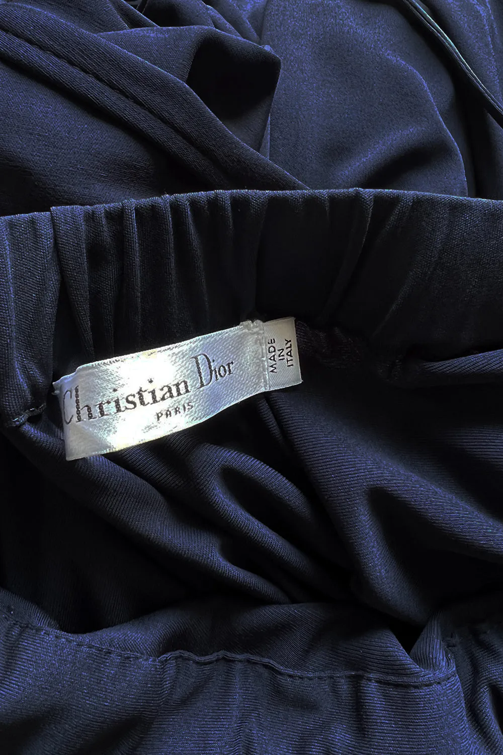 Cruise 2020 Christian Dior by Maria Grazia Chiuri Deep Blue Cape Back Jersey Dress