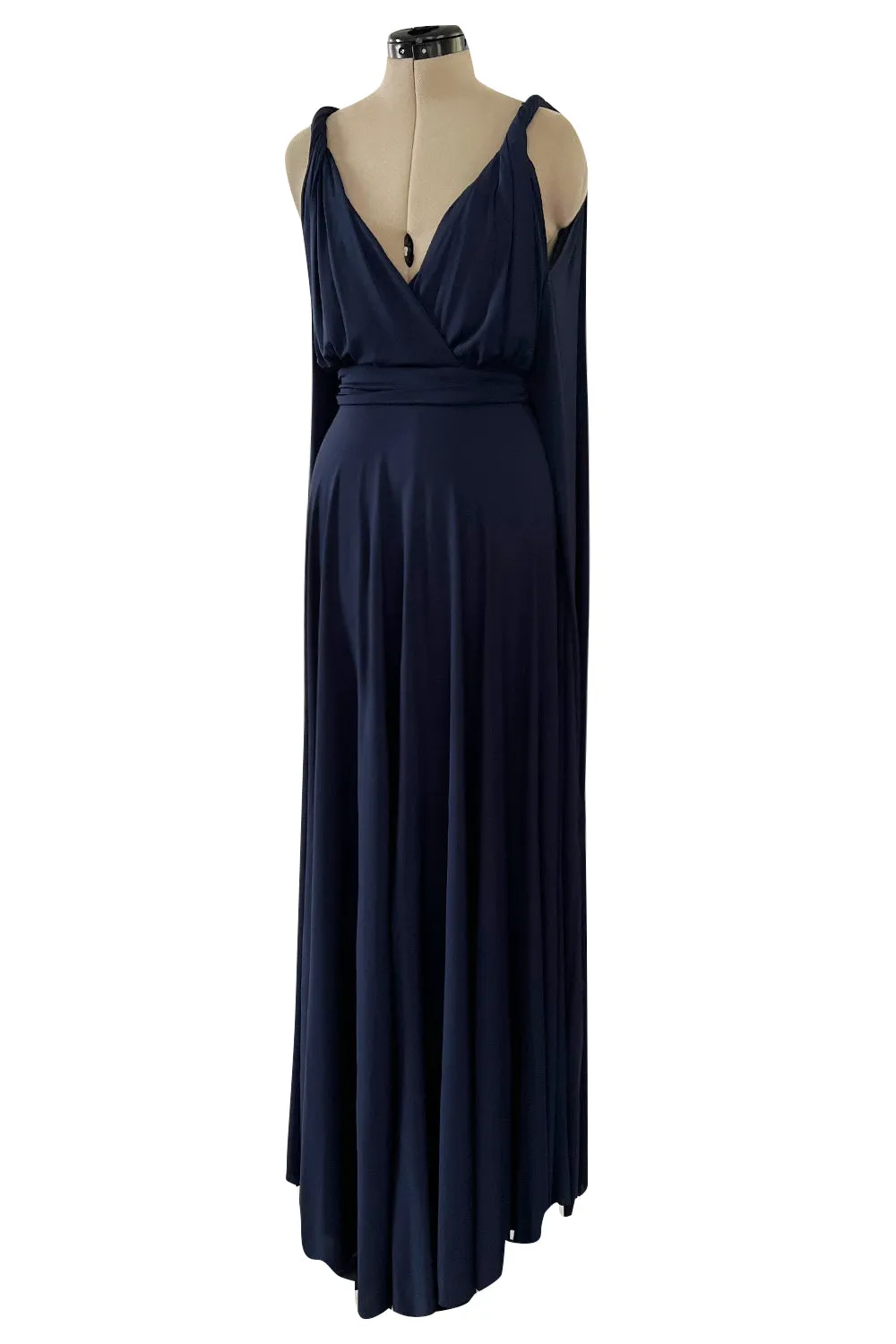 Cruise 2020 Christian Dior by Maria Grazia Chiuri Deep Blue Cape Back Jersey Dress