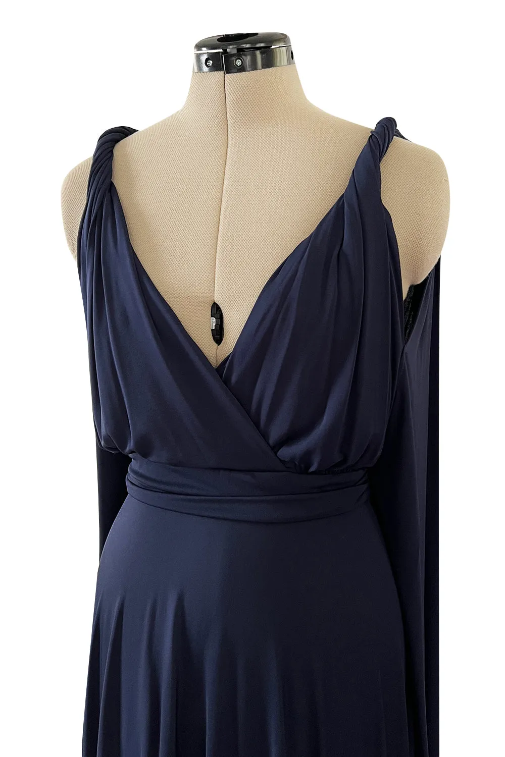 Cruise 2020 Christian Dior by Maria Grazia Chiuri Deep Blue Cape Back Jersey Dress
