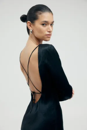 CRUSH TIE BACK MAXI | BLACK