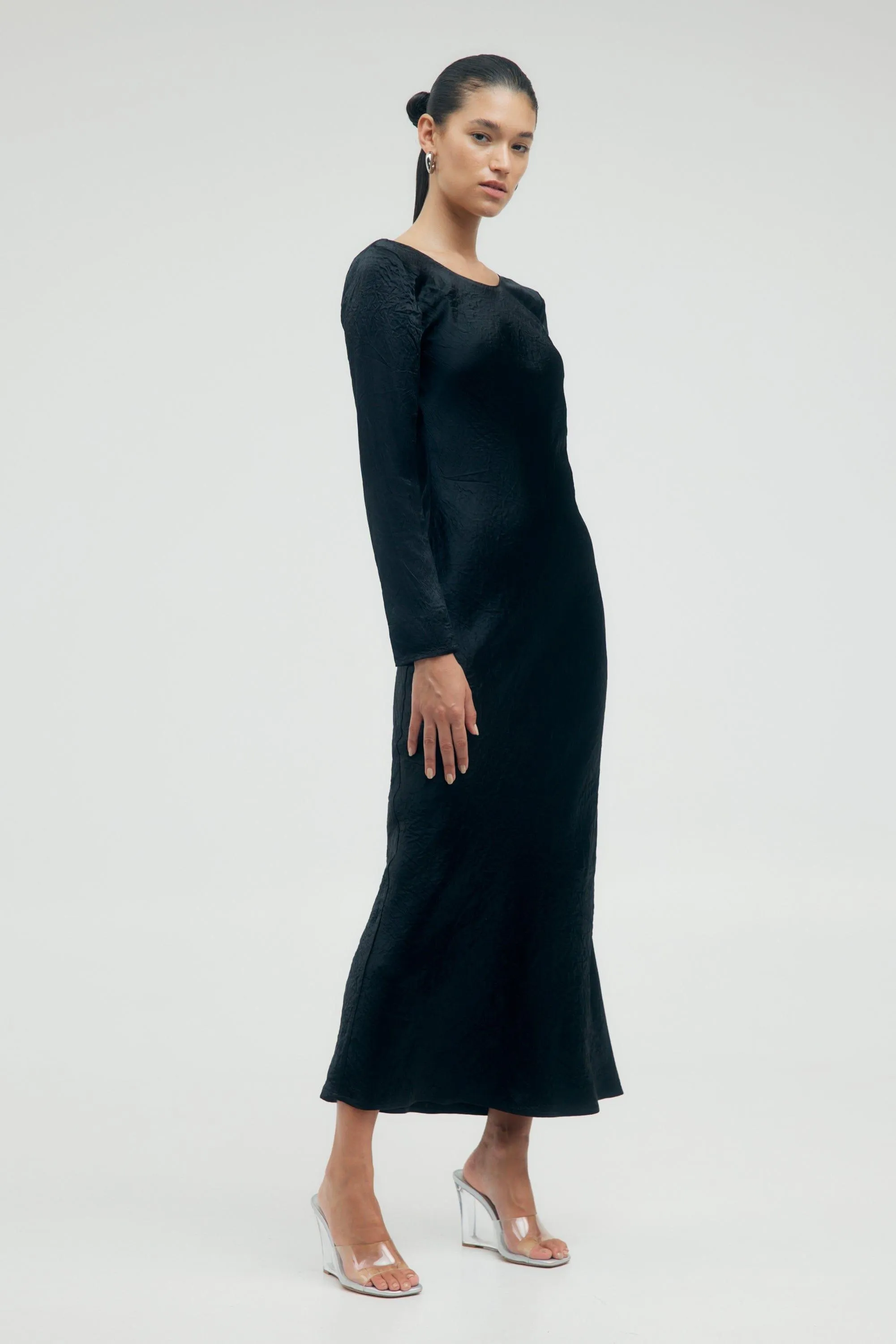 CRUSH TIE BACK MAXI | BLACK