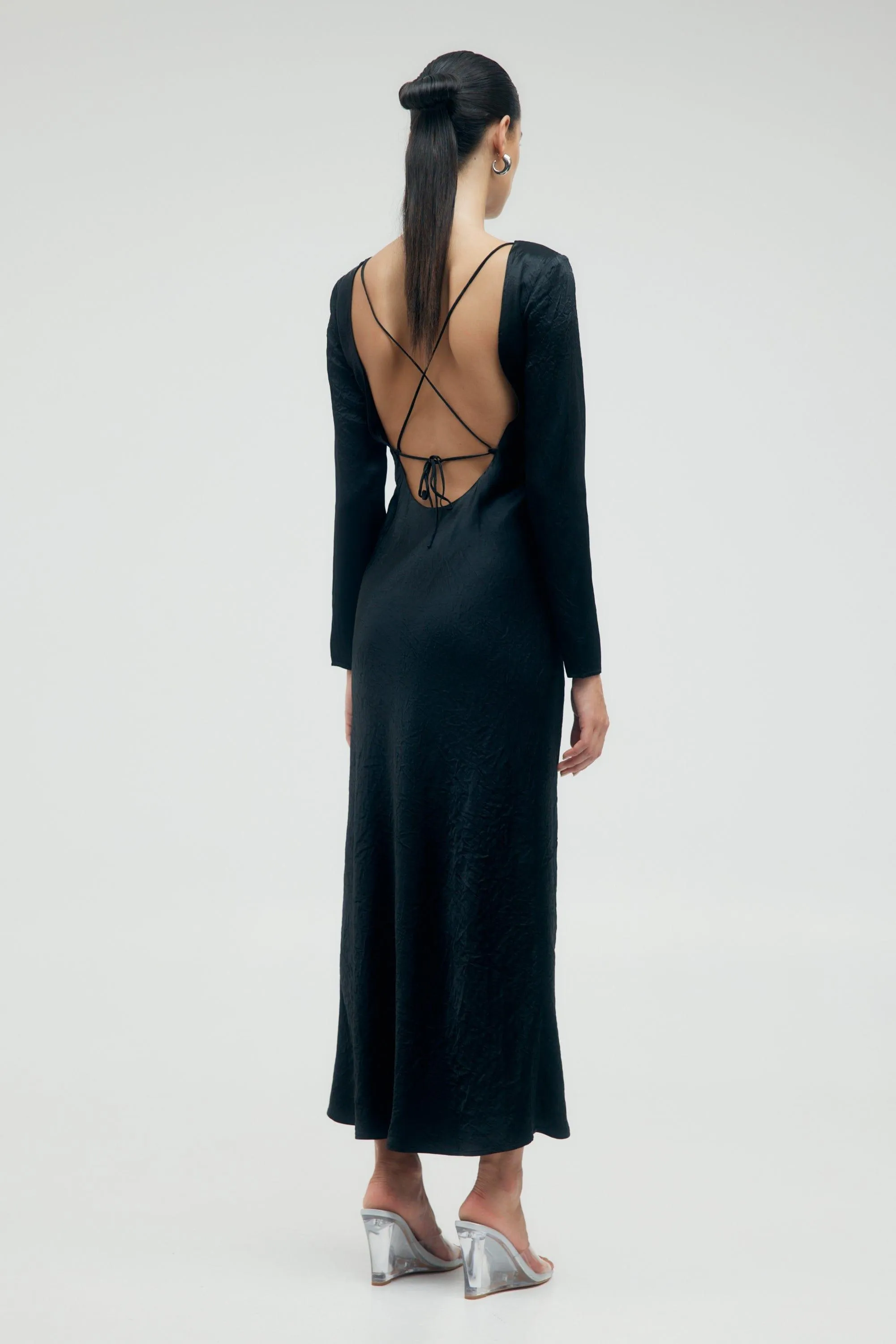 CRUSH TIE BACK MAXI | BLACK