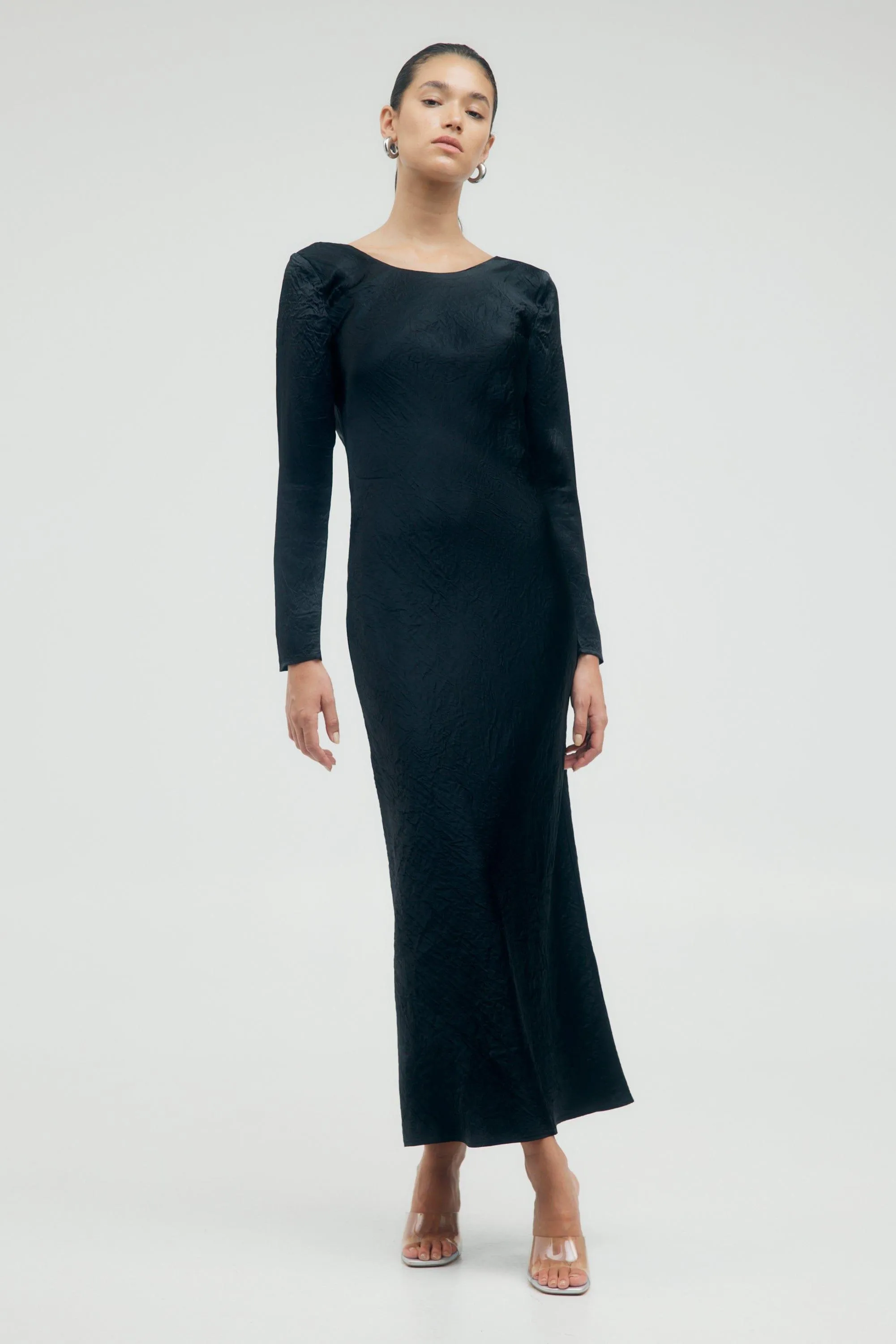 CRUSH TIE BACK MAXI | BLACK