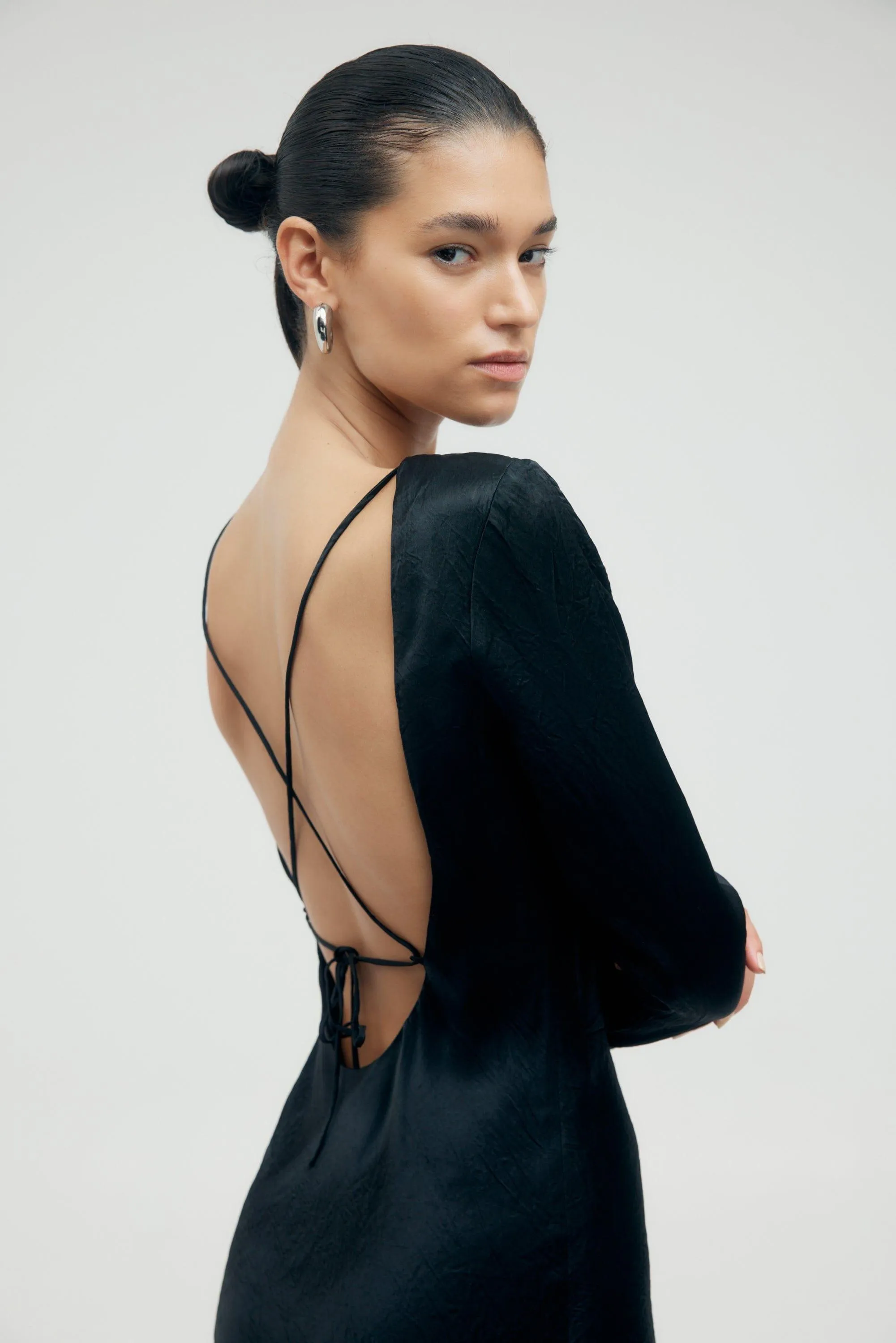 CRUSH TIE BACK MAXI | BLACK