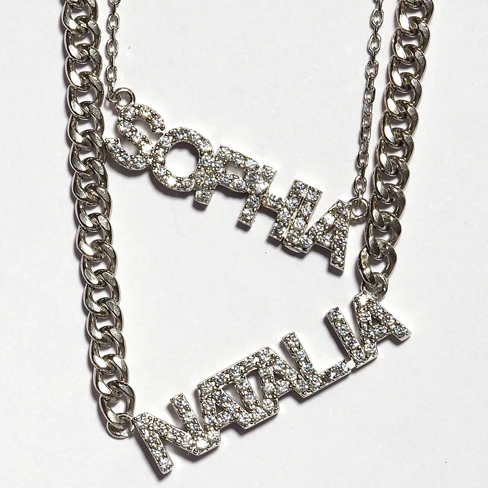CRYSTAL MINI BLOCK NAME NECKLACE